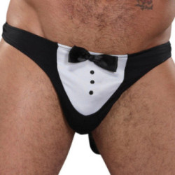 Male Power Novelty MaÃ®tre D' Thong-Black One Size