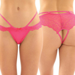 Fantasy Lingerie Posey Strappy Crotchless Panty-Pink L/XL