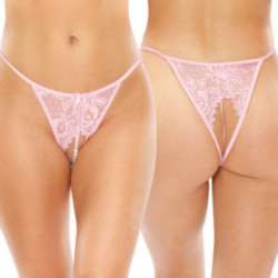 Fantasy Lingerie Calla Crotchless Pearl Panty-Light Pink L/XL