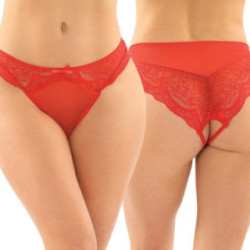 Fantasy Lingerie Cassia Crotchless Panty-Red S/M