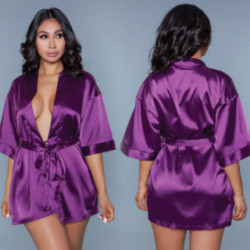 BeWicked Satin Robe-Purple 1X
